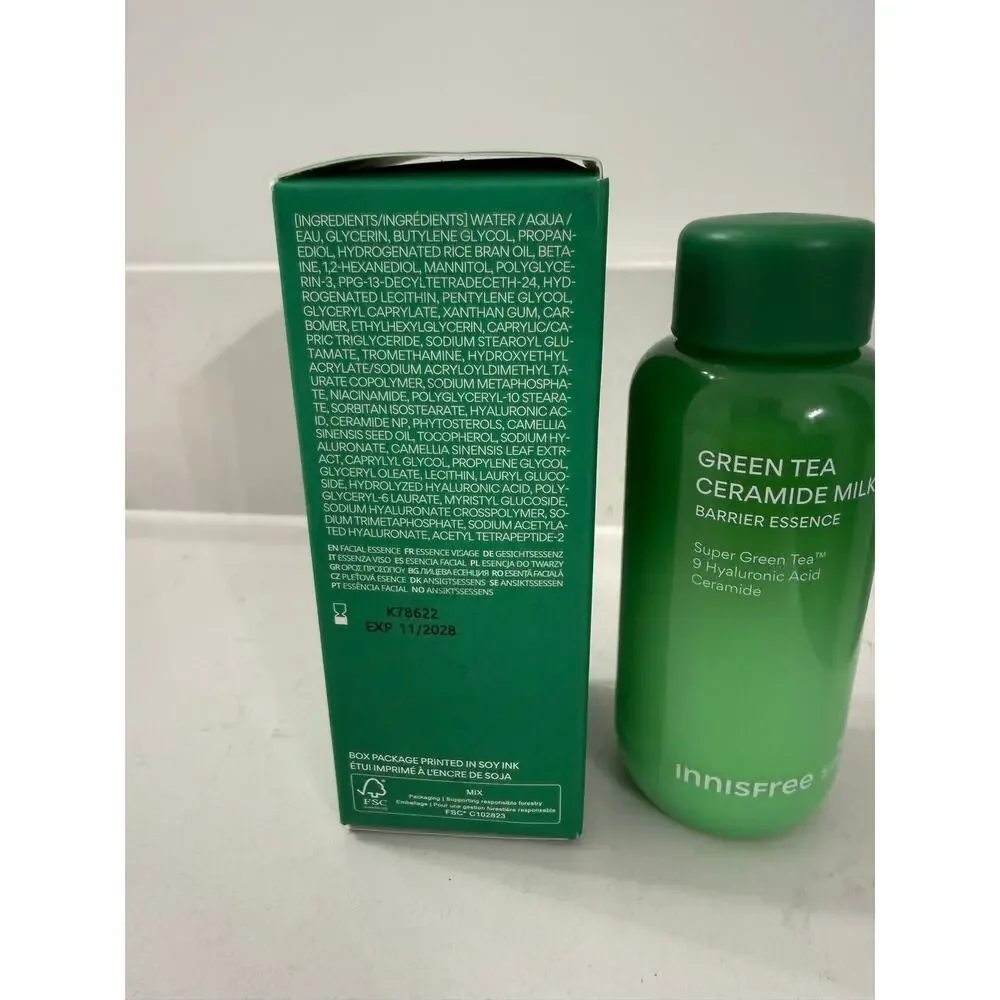 New Innisfree Green Tea Ceramide Milk Barrier Essence 160mL Hydrating